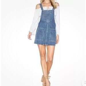 Tularosa Blue Jean Denim Jumper Sophia Dress Overall Style Size m Pockets